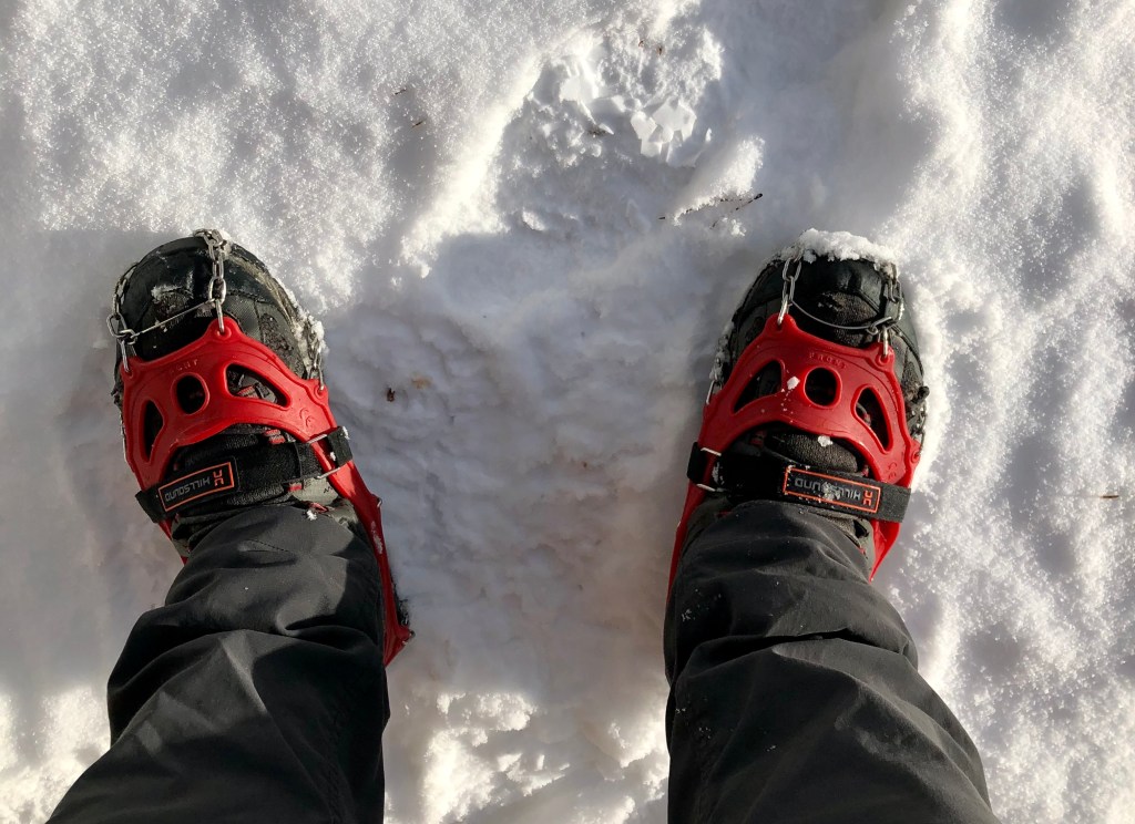 Crampons are essential winter hiking gear