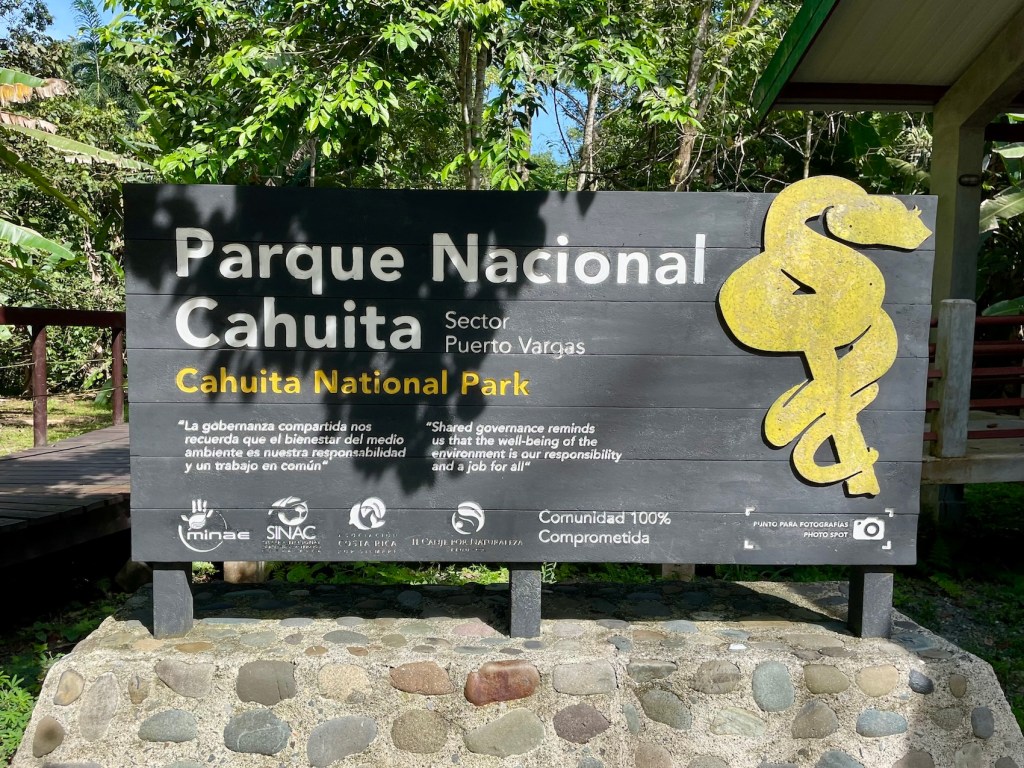 Cahuita National Park hike sign