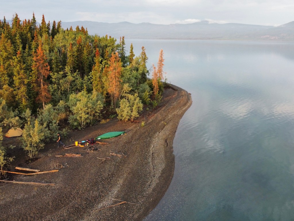 Canoeing the Yukon River on Lake Laberge