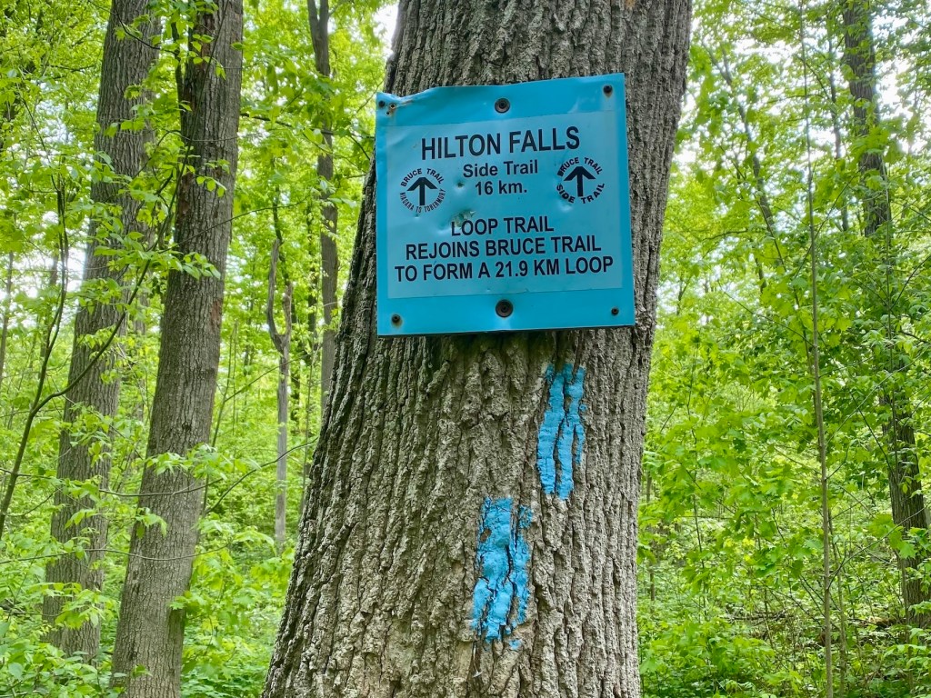 Bruce Trail hikes sign in Ontario