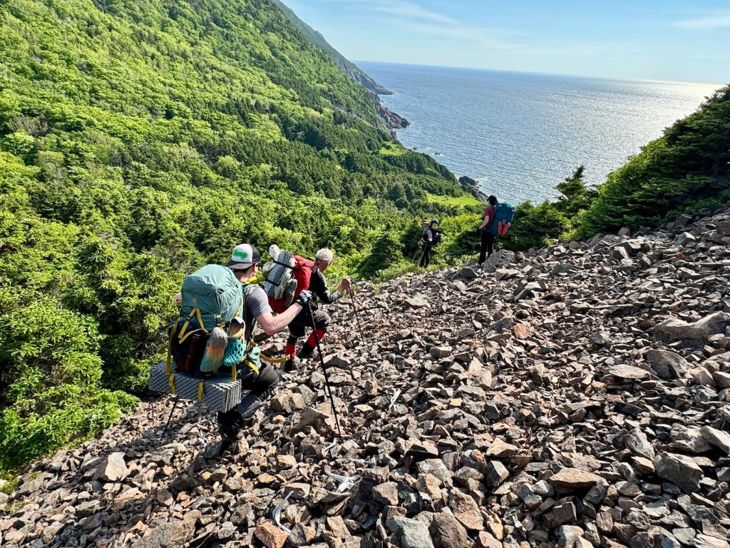 Seawall Trail hiking scree